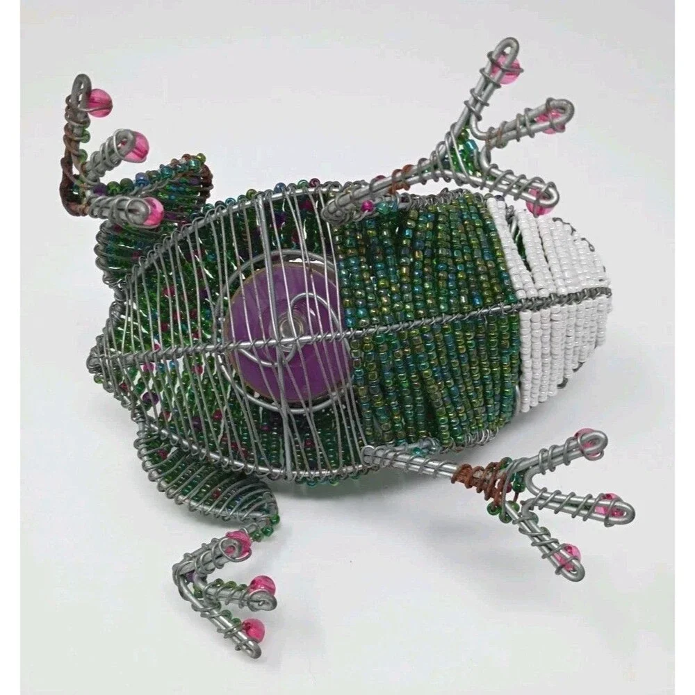 Beadworx Glass Bead Frog candle holder